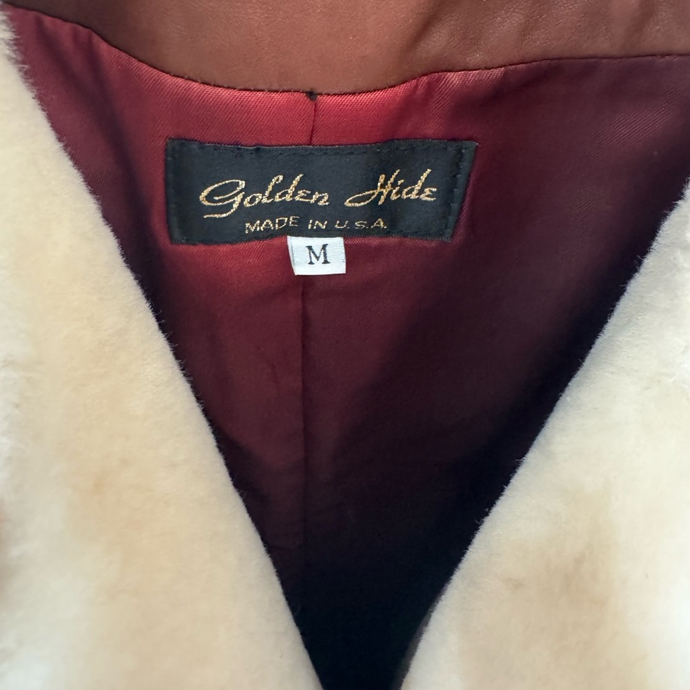 PRICE DROP: Men's (or Women’s) Shearling-Trimmed LAMBSKIN,by GOLDEN HIDE,USA, M - Picture 3 of 11